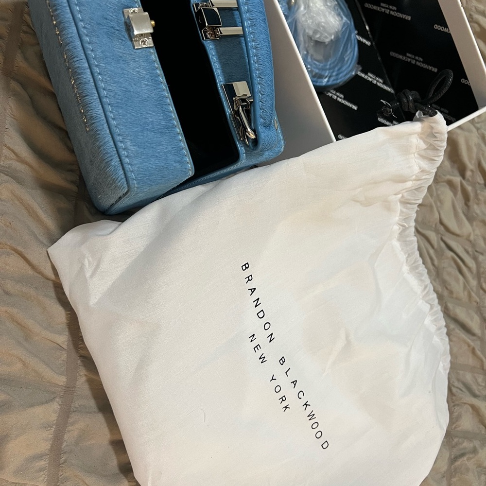Brandon Blackwood Sky Blue Fur Mini Bag - Picture 6 of 6
